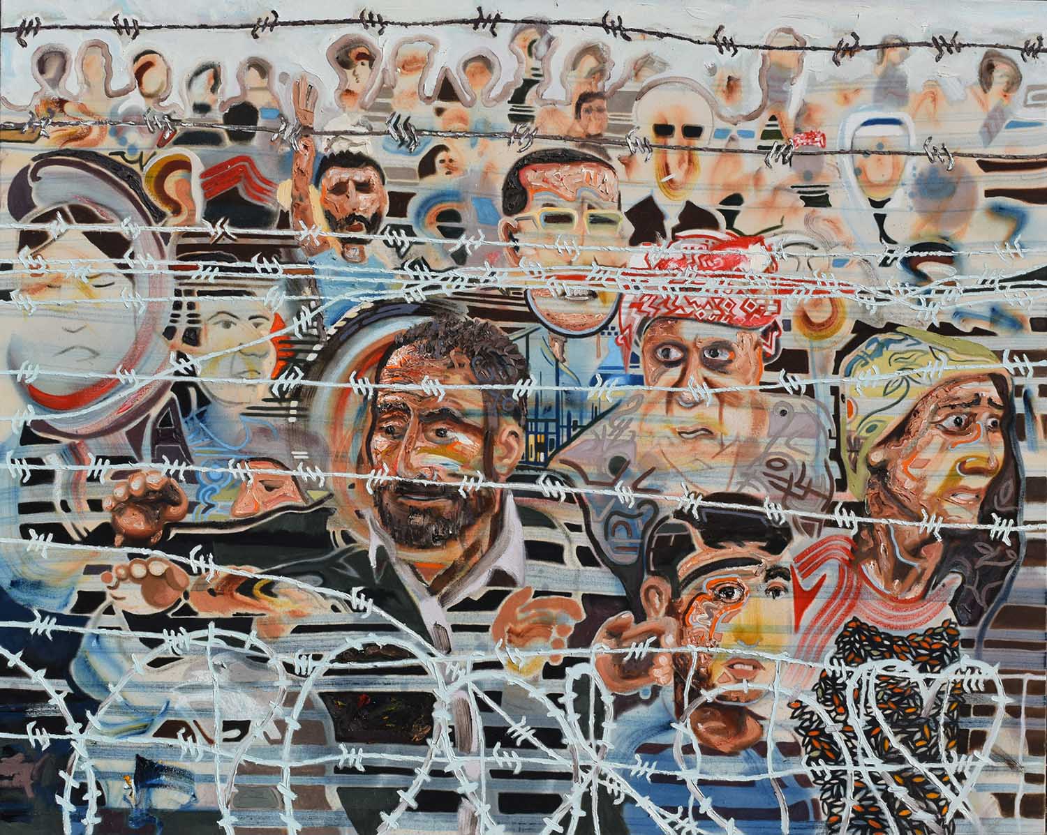 human rights, contemporary painting, displacement, migration, border control, contemporary painting, figurative painting, movement, dispersion, fine art, laurence jansen, laurence jansen art, laurence jansen artist, london based artist