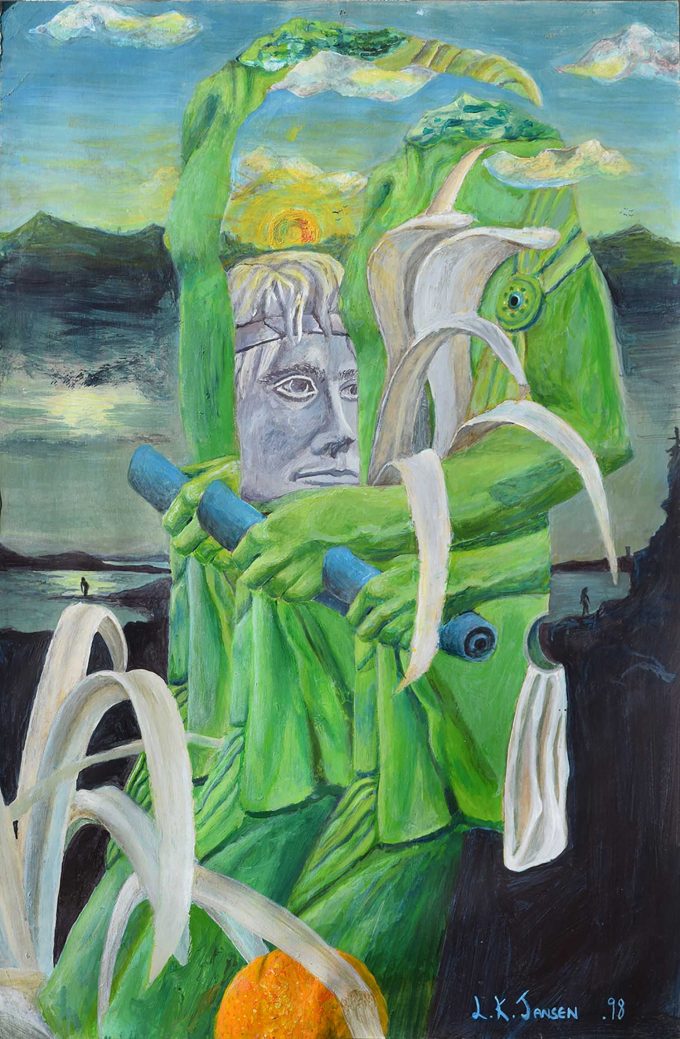 early work, painting, surrealism, fine art, acrylic, contemporary art, contemporary painting, painter, contemporary art, art, landscape, green art, laurence jansen, laurence jansen artist,